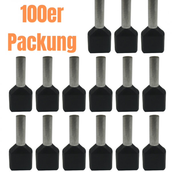 Aderendhülsen Twin - 2x1,50mm² - Schwarz (100er Pack)